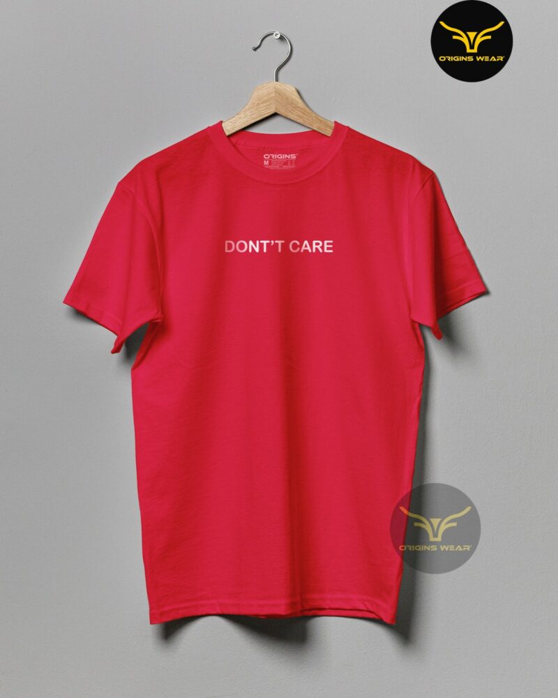 DONT'T-CARE Scarlet Red Colour Unisex Premium Cotton T-Shirt