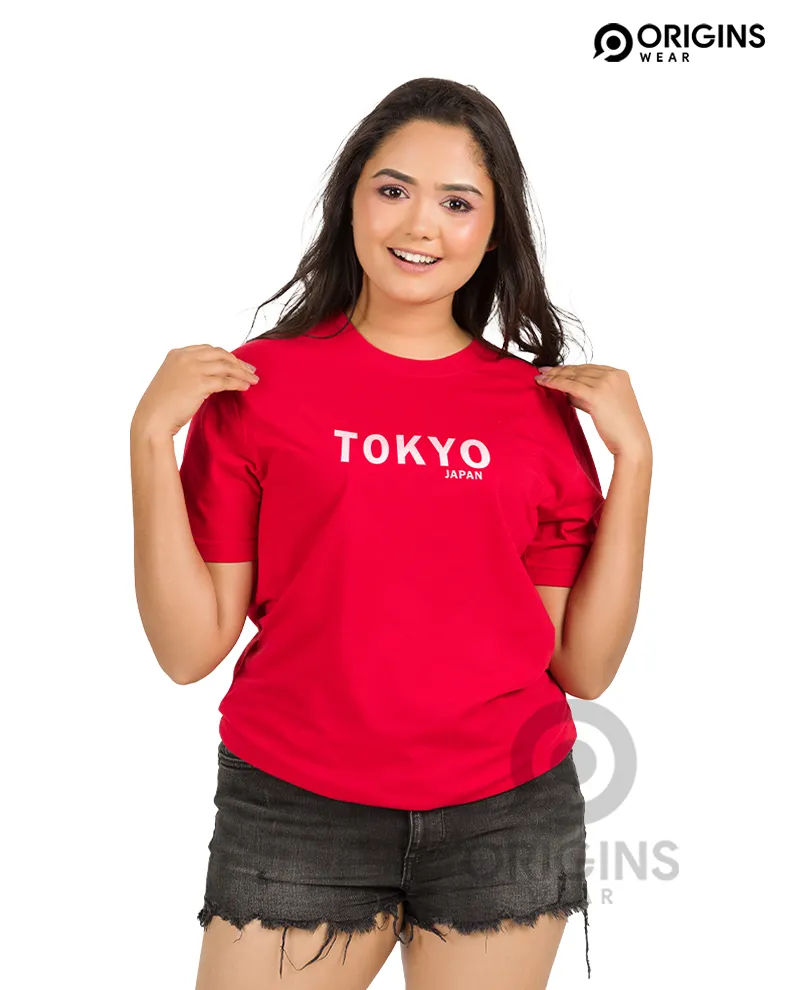 TOKYO Scarlet Red Colour Unisex Premium Cotton T-Shirt