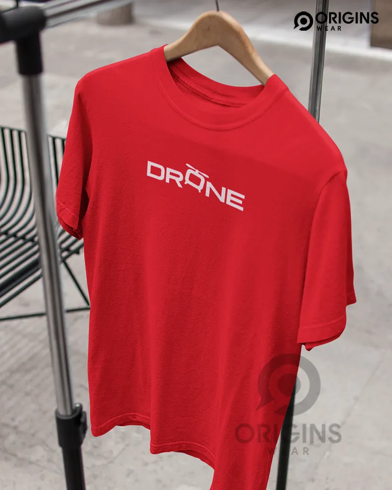 Drone Scarlet Red Colour Unisex Premium Cotton T-Shirt