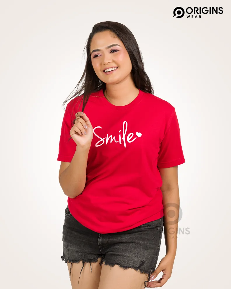 Smile Scarlet Red Colour Unisex Premium Cotton T-Shirt