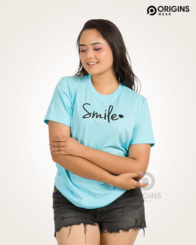Smile Sky Blue Colour Unisex Premium Cotton T-Shirt