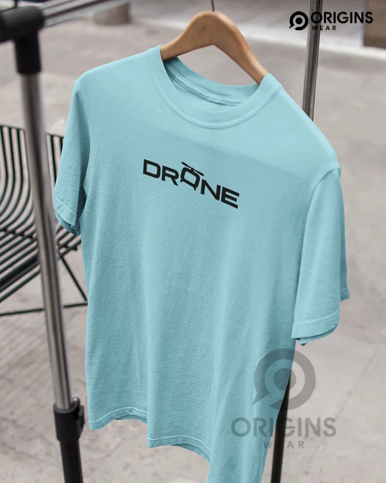 Drone Sky Blue Colour Unisex Premium Cotton T-Shirt