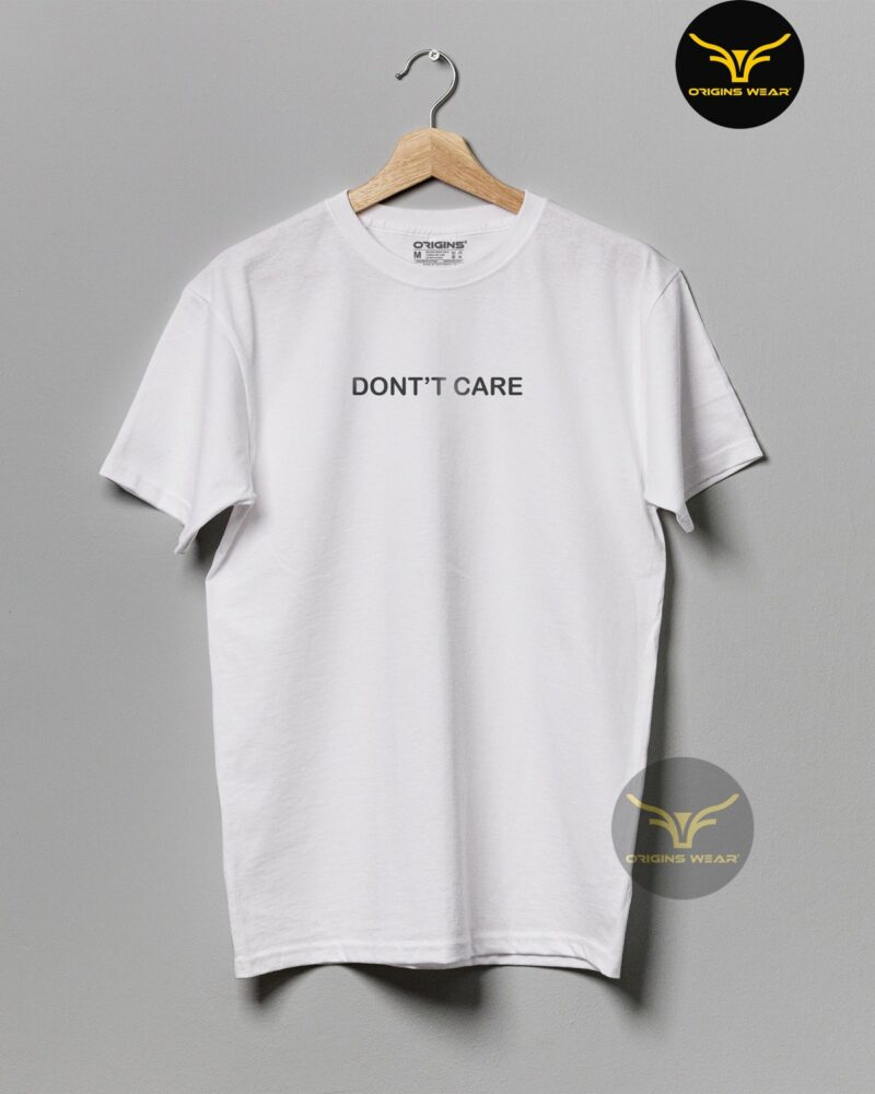 DONT'T-CARE White Colour Unisex Premium Cotton T-Shirt
