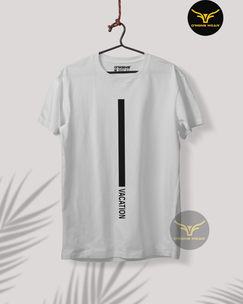 Vacation White Colour Unisex Premium Cotton T-Shirt