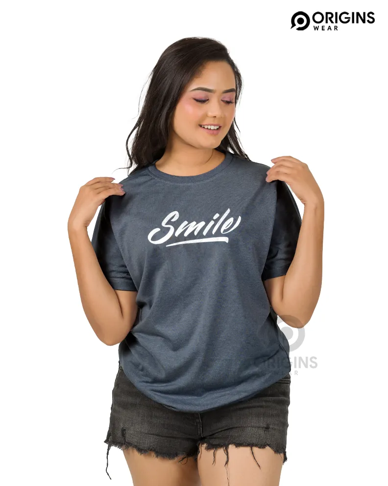 Smile! letter - Charcoal Gray Colour Men & Women Premium Cotton T-Shirt