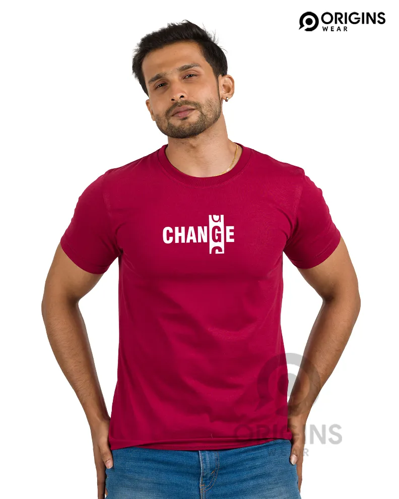 Change Maroon Colour UniSex Premium Cotton T-Shirt