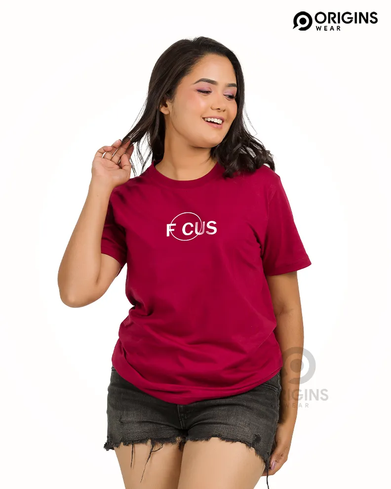 Focus Maroon Colour UniSex Premium Cotton T-Shirt