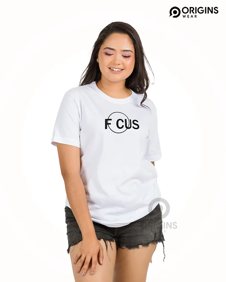 Focus White Colour UniSex Premium Cotton T-Shirt