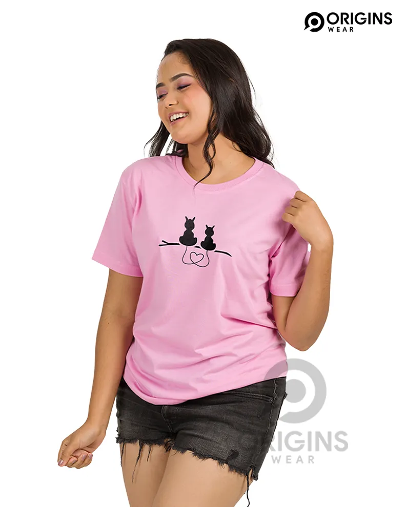 Couple Kitty Taffy Pink Colour UniSex Premium Cotton T-Shirt