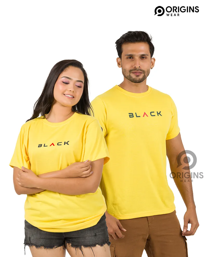BLACK Style Lemon Yellow Colour Men & Women Premium Cotton T-Shirt