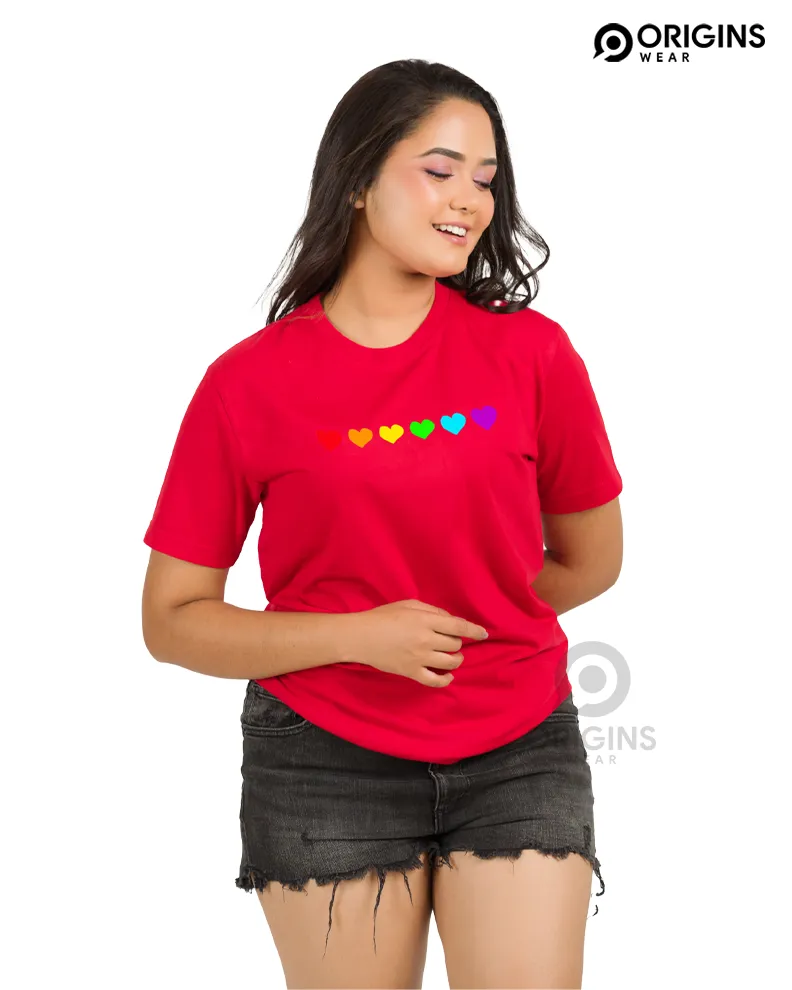 Wonder Heart Scarlet Red Colour Men & Women Premium Cotton T-Shirt