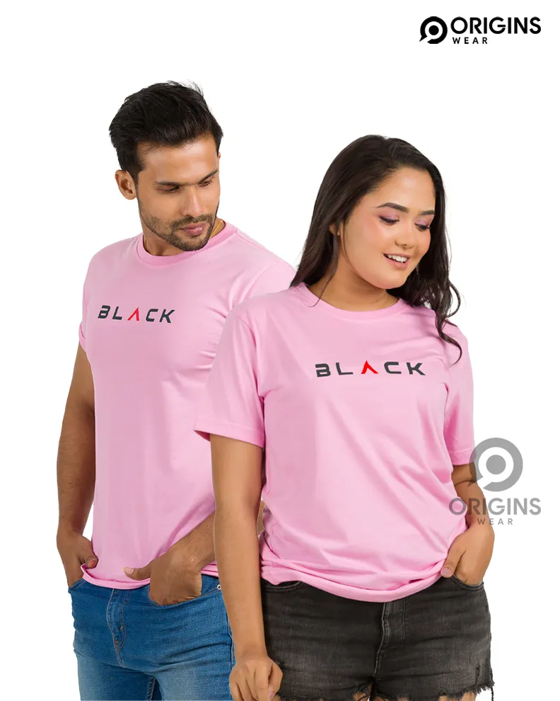 BLACK Style Taffy Pink Colour Men & Women Premium Cotton T-Shirt