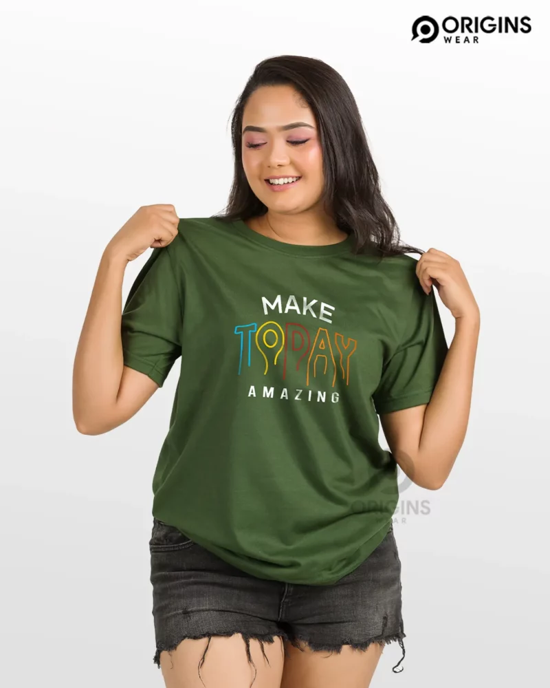 Today Amazing Army Green Colour Men & Women Premium Cotton T-Shirt