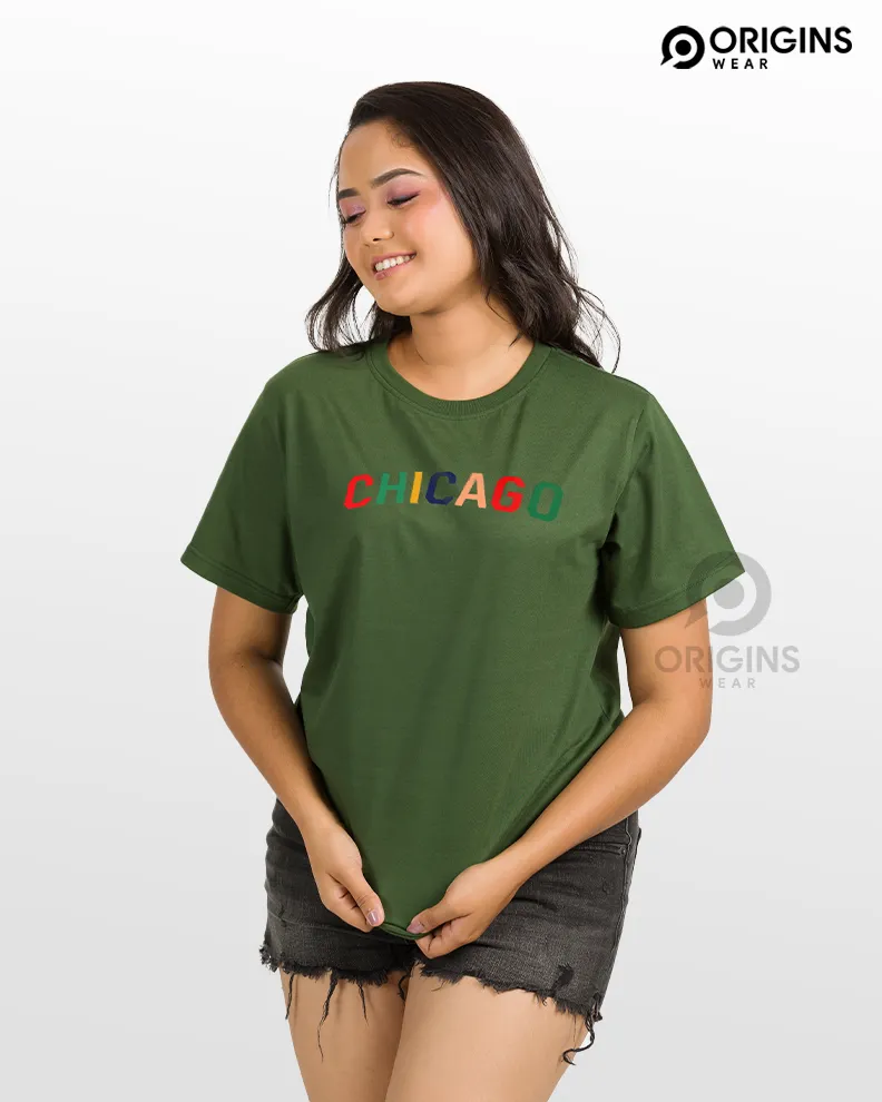 CHICAGO Army Green Men & Women Premium Cotton T-Shirt