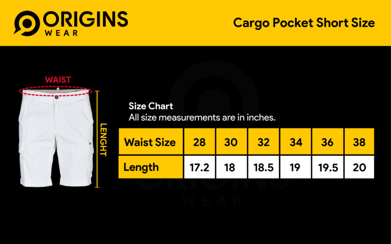 ORIGINS WEAR | Cargo Pocket Short Size Chart
