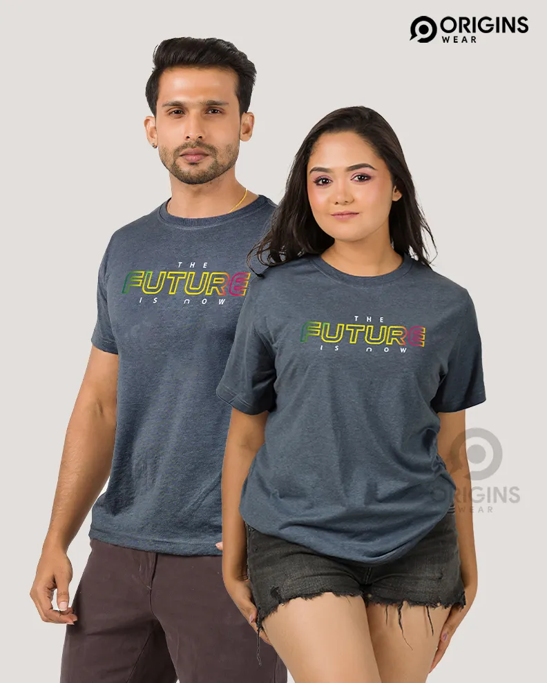 The Future Charcoal Gray Colour Men & Women Premium Cotton T-Shirt