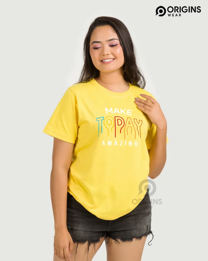 Today Amazing Lemon Yellow Colour Men & Women Premium Cotton T-Shirt