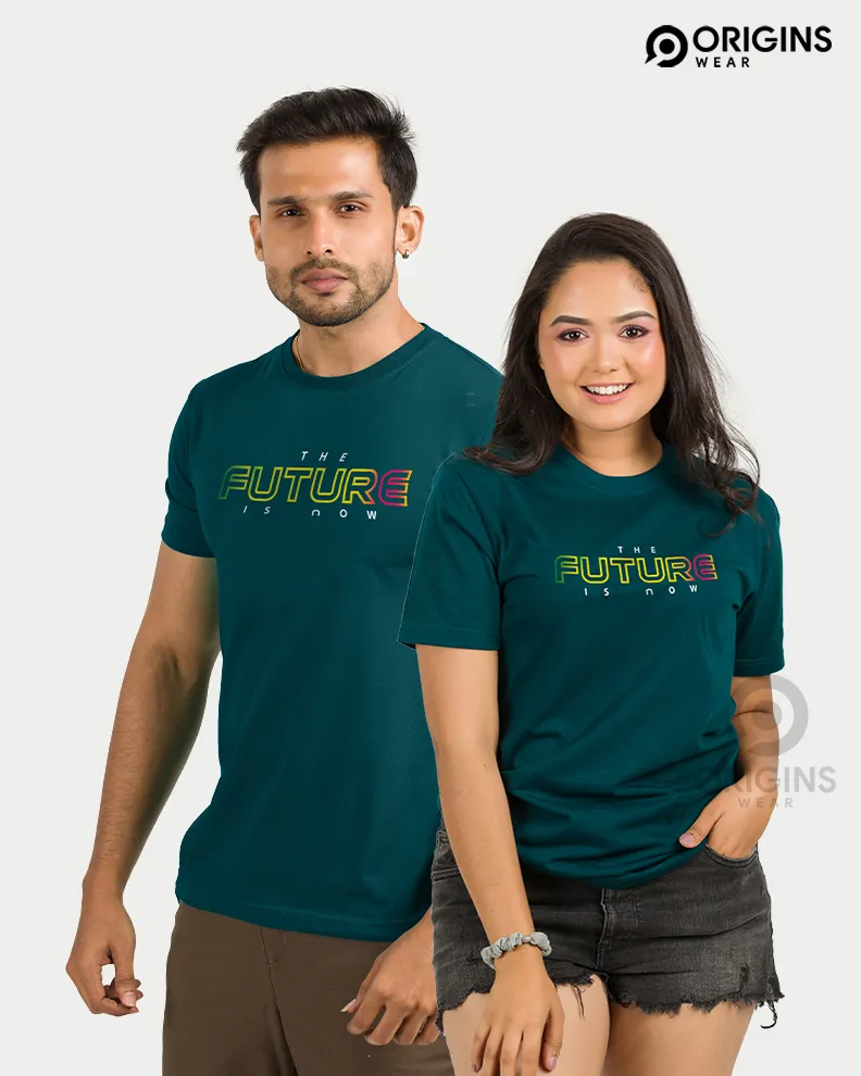 The Future Pine Green Colour Men & Women Premium Cotton T-Shirt