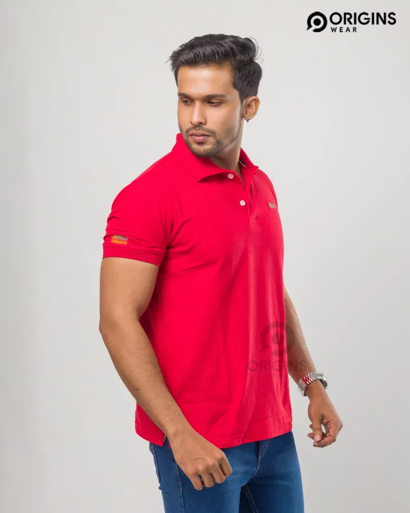 Scarlet Red Cotton Polo T-Shirt