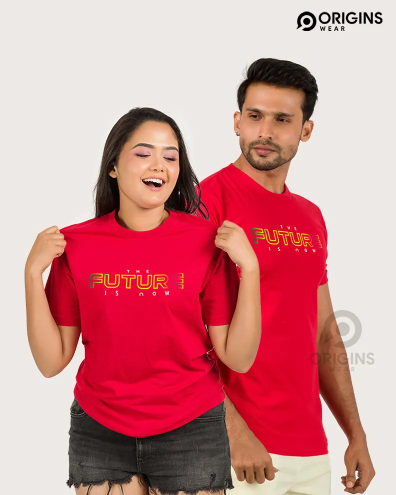The Future Scarlet Red Colour Men & Women Premium Cotton T-Shirt