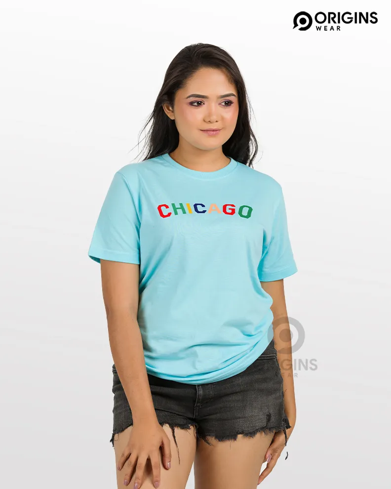 CHICAGO Sky Blue Colour Men & Women Premium Cotton T-Shirt