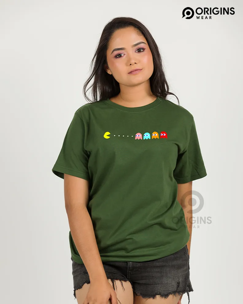PacMan Army Green Colour Men & Women Premium Cotton T-Shirt