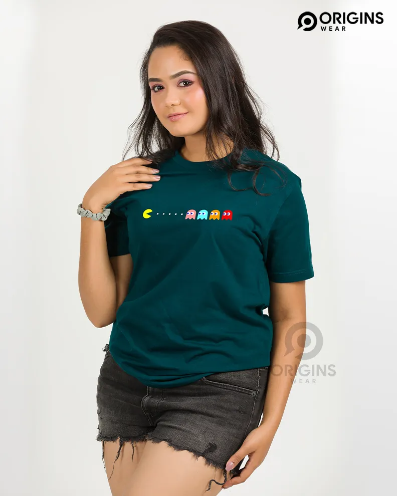 PacMan Pine Green Colour Men & Women Premium Cotton T-Shirt