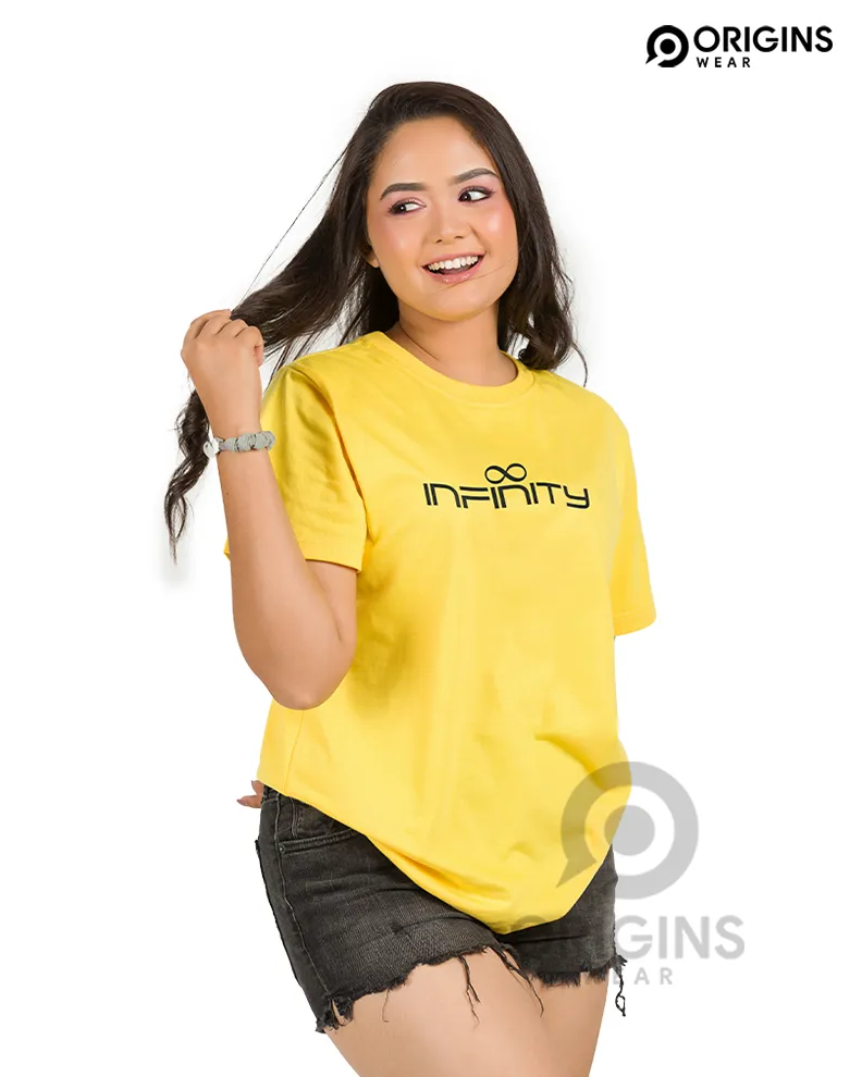 INFINITY Printed Lemon Yellow Colour Men & Women Premium Cotton T-Shirt