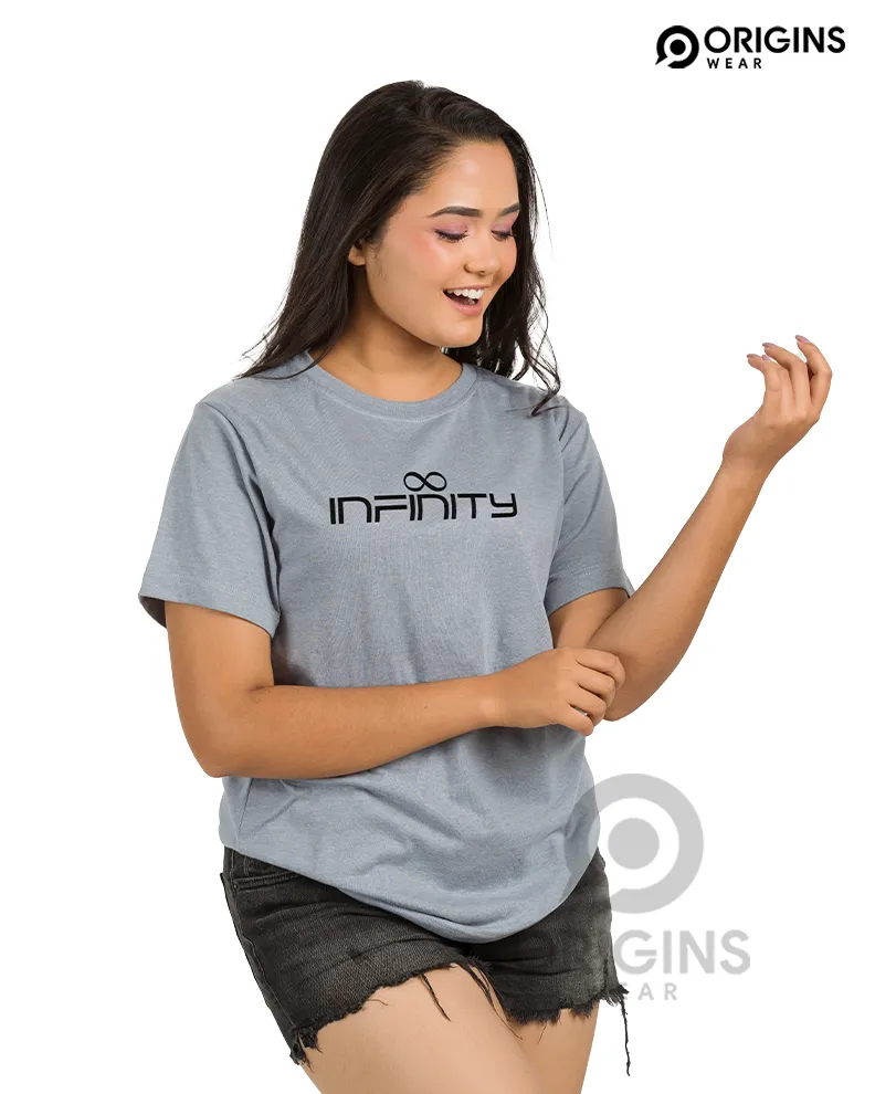 INFINITY Printed Light Ash Colour Men & Women Premium Cotton T-Shirt