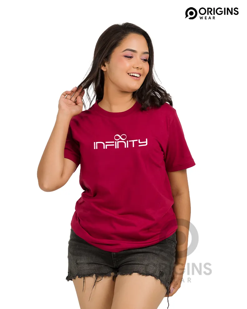 INFINITY Printed Maroon Colour Men & Women Premium Cotton T-Shirt