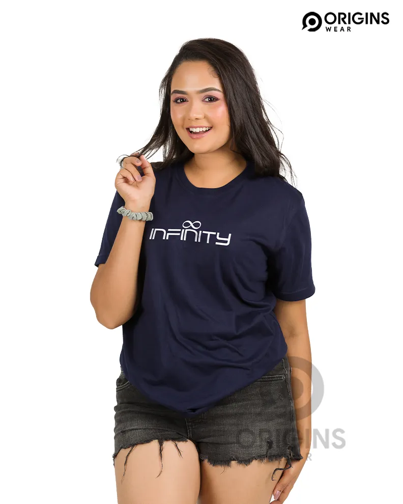 INFINITY Printed Navy Blue Colour Men & Women Premium Cotton T-Shirt