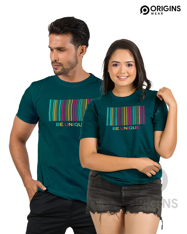 Barcode Style Pine Green Colour Men & Women Premium Cotton T-Shirt