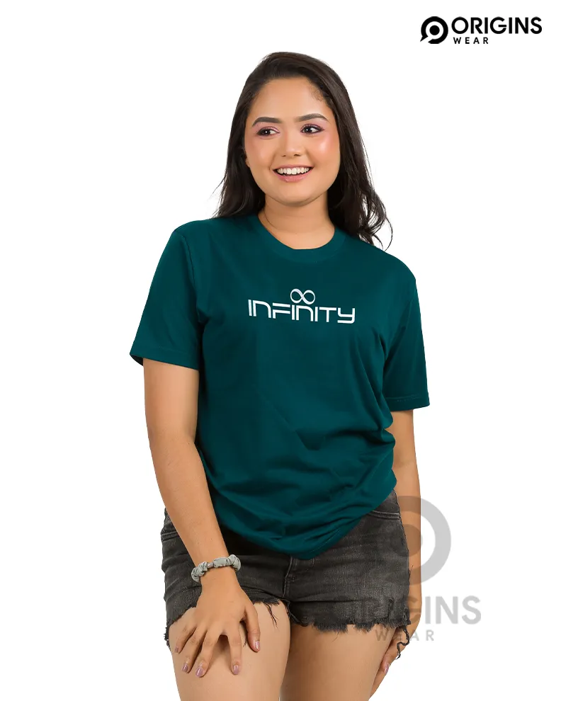 INFINITY Printed Pine Green Colour Men & Women Premium Cotton T-Shirt