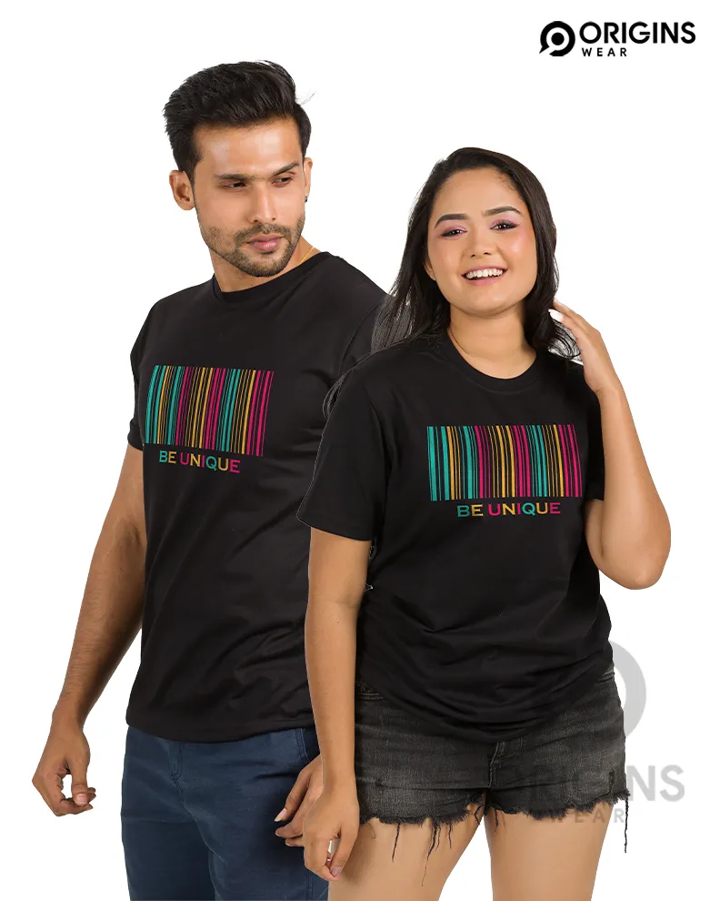 Barcode Style Raven Black Colour Men & Women Premium Cotton T-Shirt