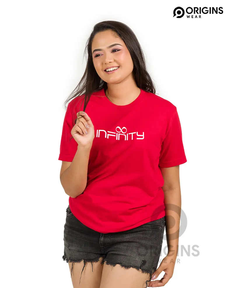INFINITY Printed Scarlet Red Colour Men & Women Premium Cotton T-Shirt
