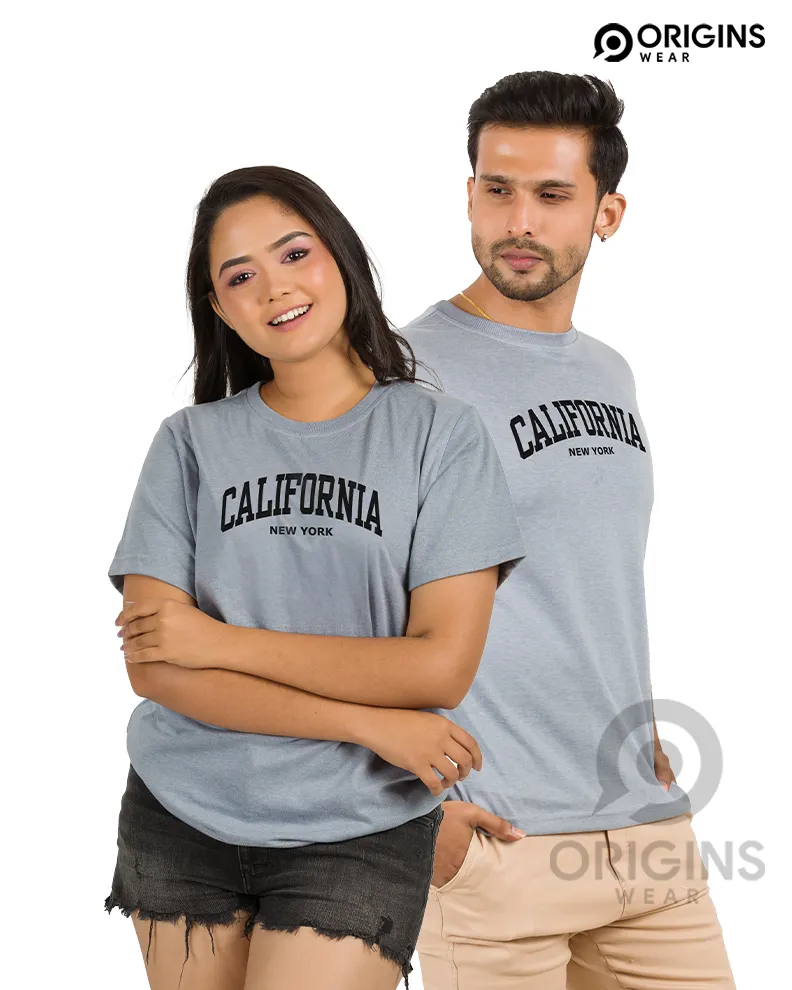 California Printed Light Ash Colour Mens & Women Premium Cotton T-Shirt