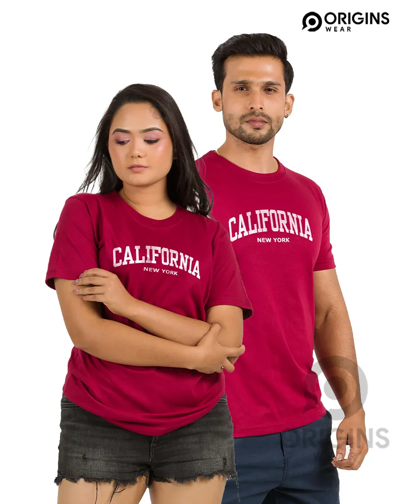 California Printed Maroon Colour Mens & Women Premium Cotton T-Shirt