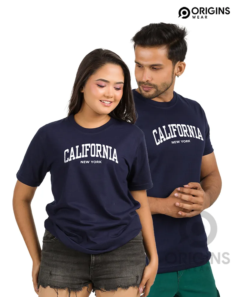 California Printed Navy Blue Colour Mens & Women Premium Cotton T-Shirt