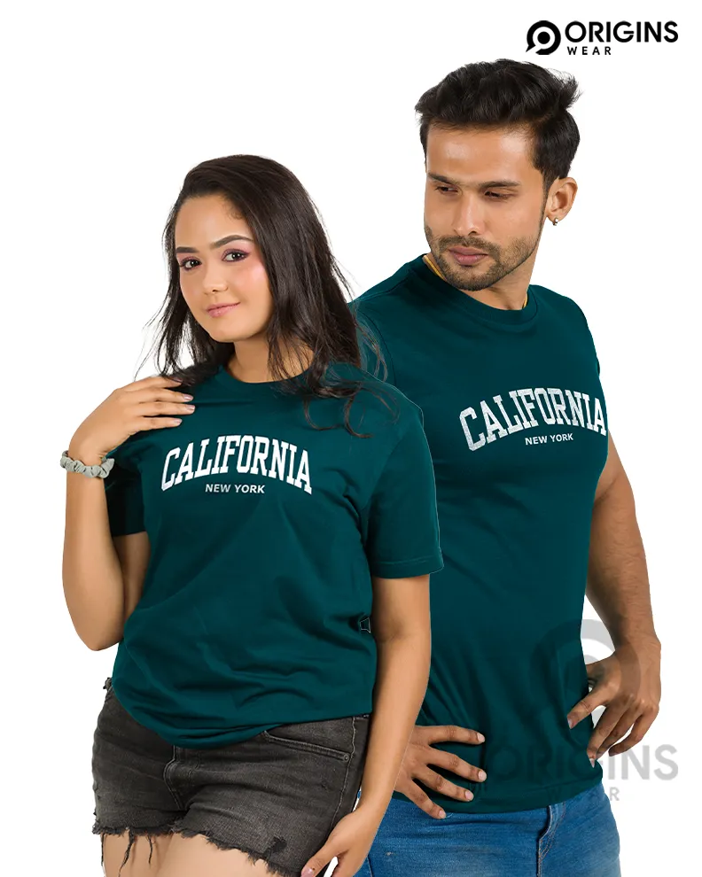 California Printed Pine Green Colour Mens & Women Premium Cotton T-Shirt