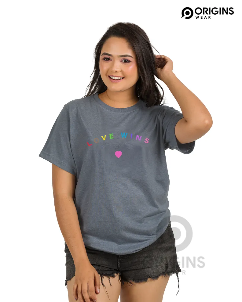 Love Wings Charcoal Gray Colour Men & Women Premium Cotton T-Shirt
