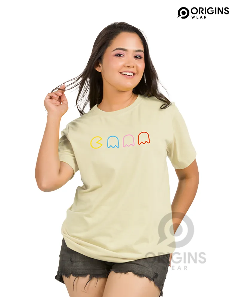 PacMan Line Ivory Colour Unisex Premium Cotton T-Shirt