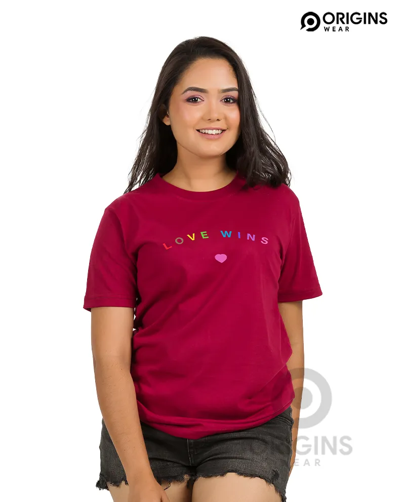Love Wings Maroon Colour Men & Women Premium Cotton T-Shirt