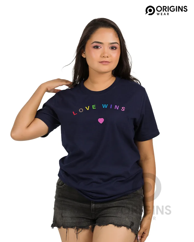 Love Wings Navy Blue Colour Men & Women Premium Cotton T-Shirt