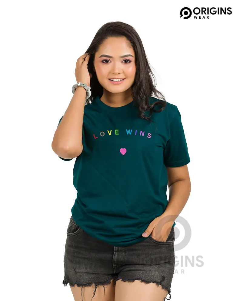Love Wings Pine Green Colour Men & Women Premium Cotton T-Shirt
