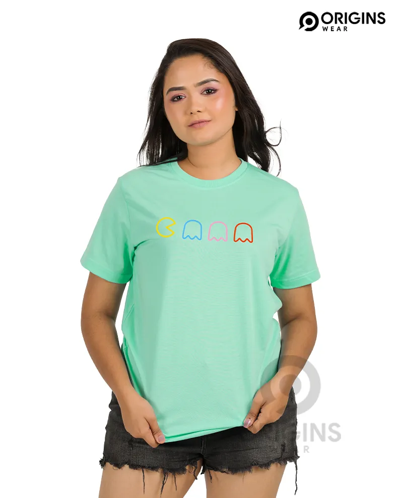 PacMan Line Summer Mint Colour Unisex Premium Cotton T-Shirt
