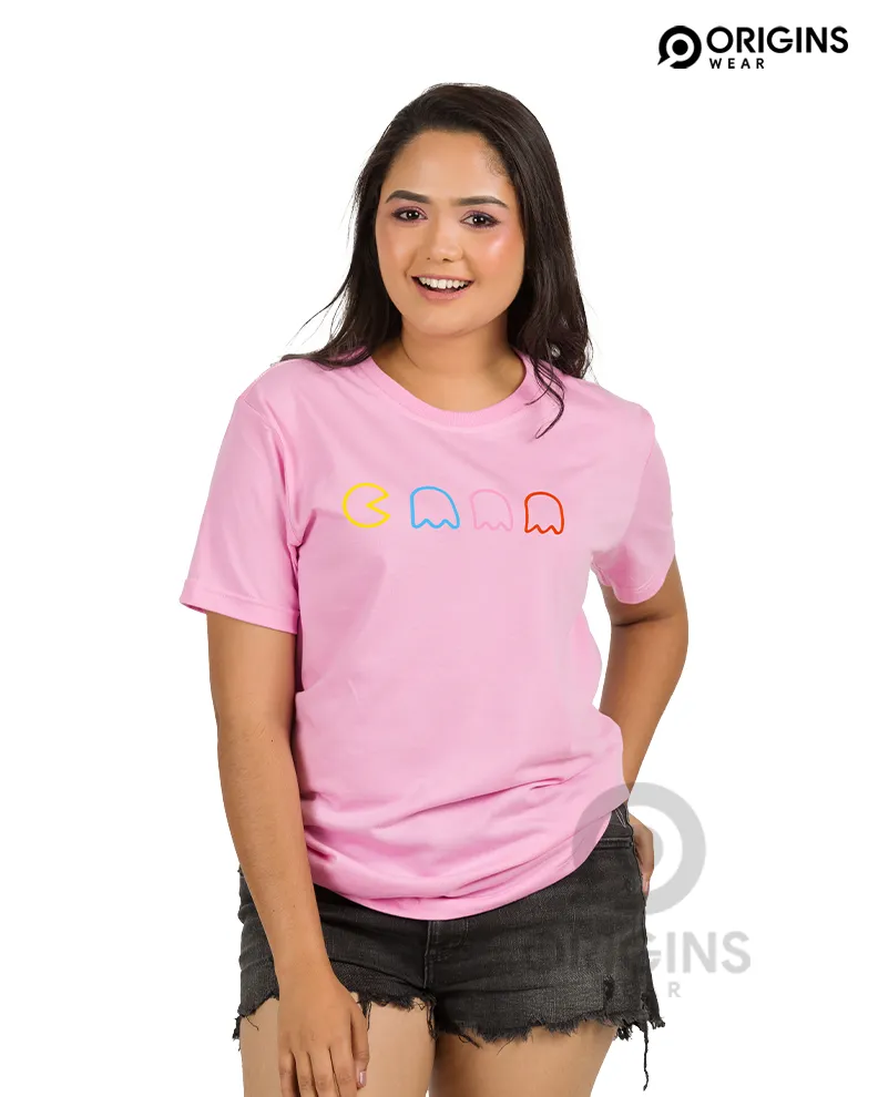 PacMan Line Taffy Pink Colour Unisex Premium Cotton T-Shirt