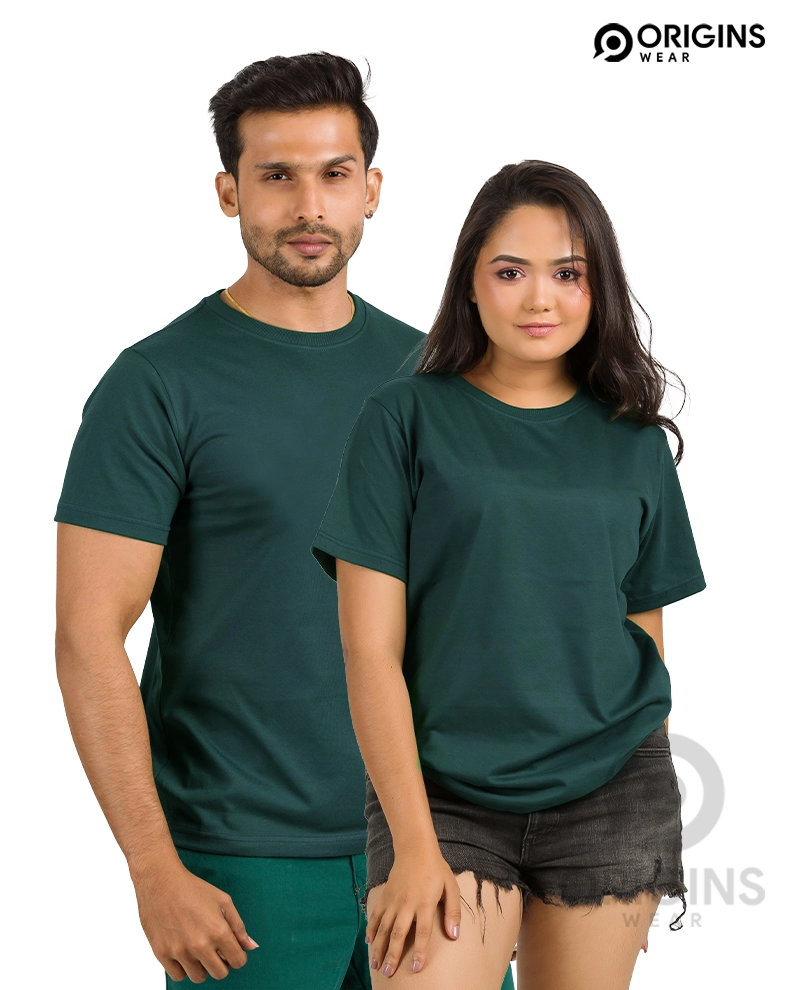 Forest Green Colour Cotton T-Shirt Unisex