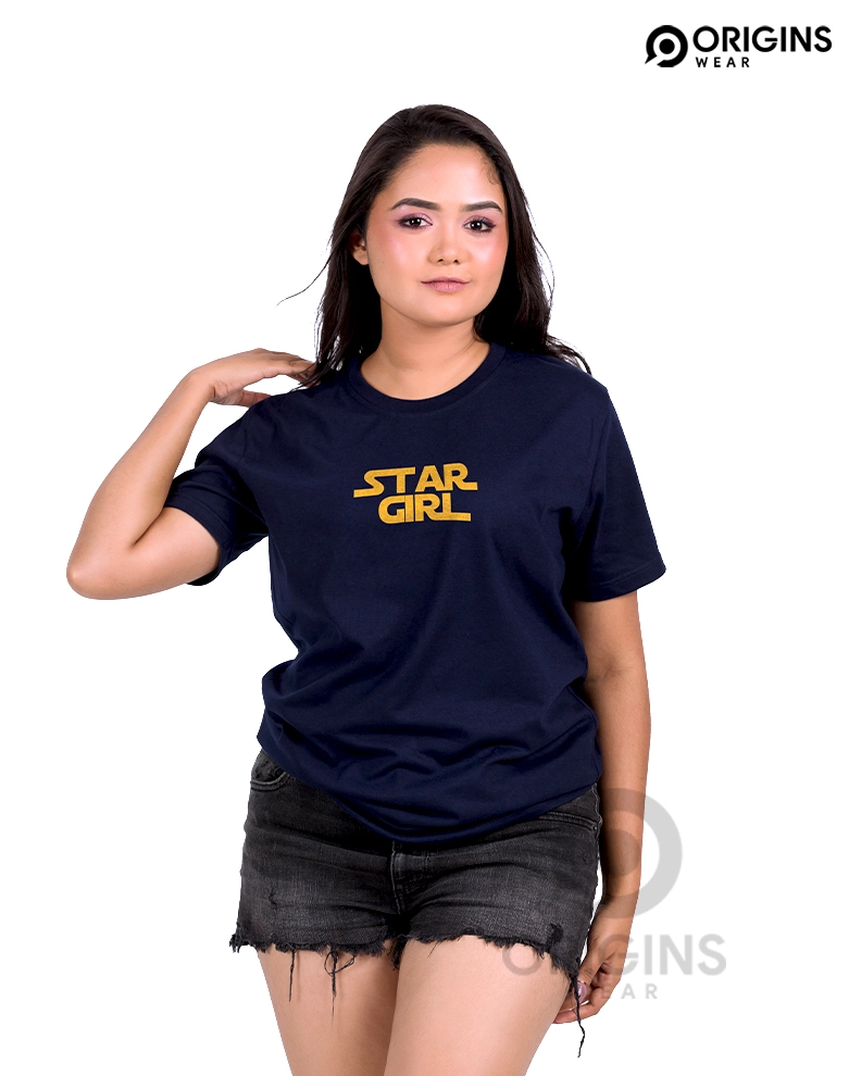Star Girl Navy Blue Premium Cotton T-Shirt