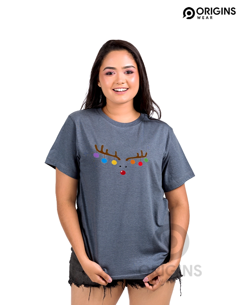 Reindeer Charcoal Gray Unisex Premium Cotton T -Shirt