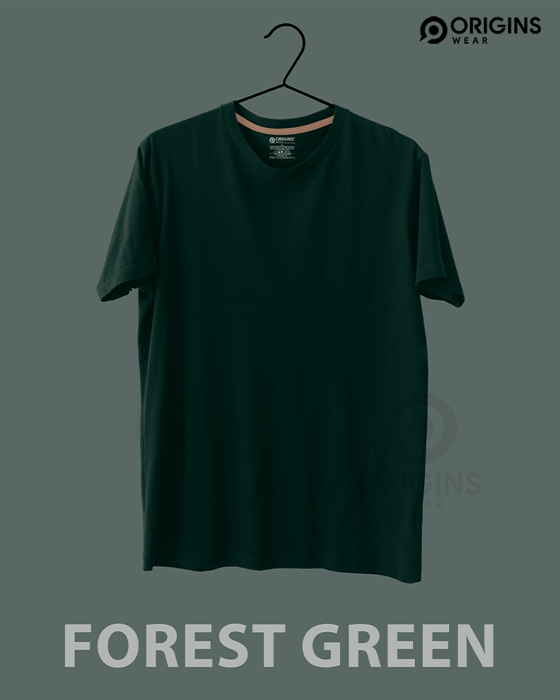 Forest Green Colour Cotton T-Shirt Unisex - L